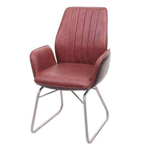 Chaise de salle à manger MENDLER HWC-G73 simlicuir tissu acier inox brun aspect daim