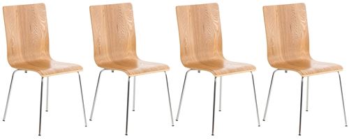 Lot de 4 chaises visiteur Pepe en bois , Chêne