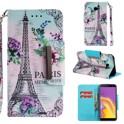Etui en PU impression de motifs tour eiffel pour votre Samsung Galaxy J4 Plus/J4 Prime