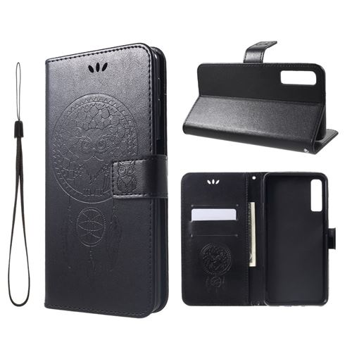 Etui en PU Attrape-rêve hibou noir pour votre Samsung Galaxy A7 (2018)