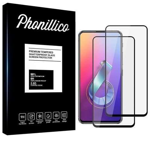 Verre Trempe pour Asus ZENFONE 6 ZS630KL [Pack 2] Film Transparent Bord Noir Vitre Protection Ecran [Phonillico®]