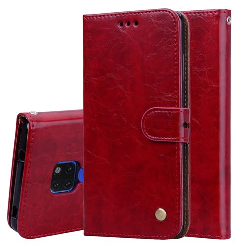 Etui en PU cire à l'huile rouge pour votre Huawei Mate 20