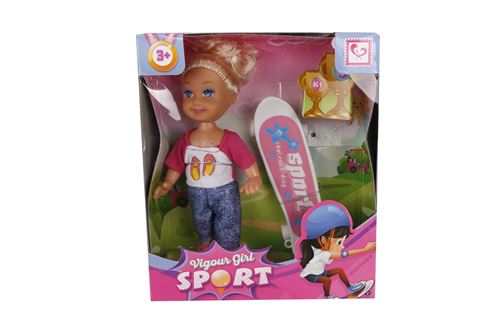 Cute Girl poupée avec skateboard 10 cm