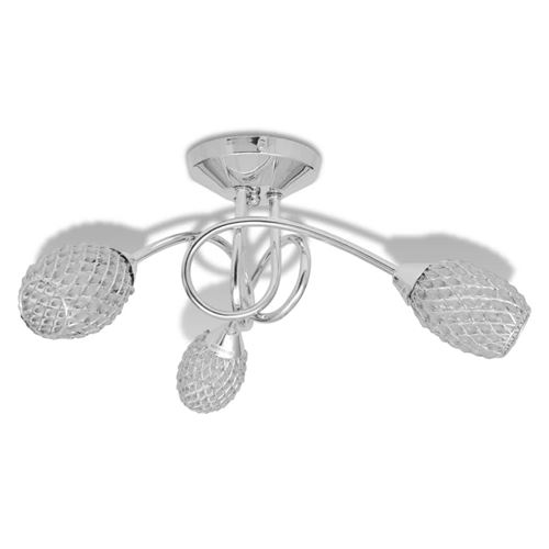 Plafondlamp met witte kristallen acryl kapjes (3 x G9)
