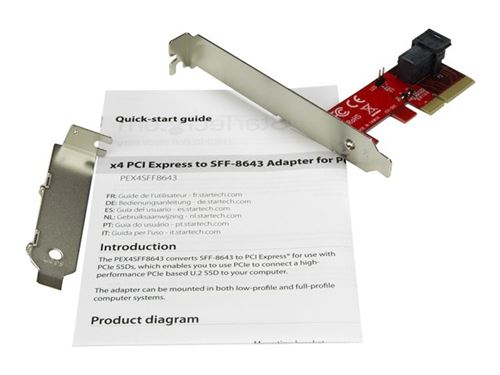 Carte d'extension Adaptateur PCI express PCI-E X4 vers M.2 NVME