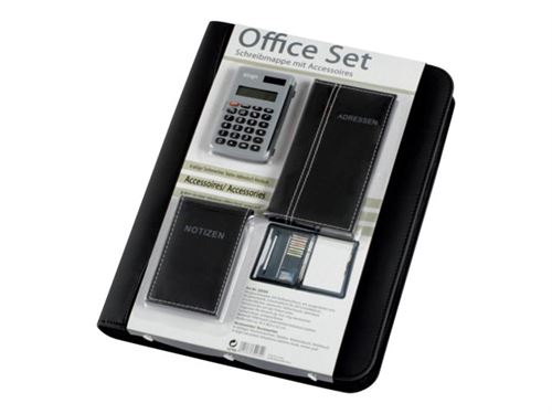 Alassio Clair/Noir Office Set - Étui Avec Fermeture É Pour Documents - Imitation Cuir