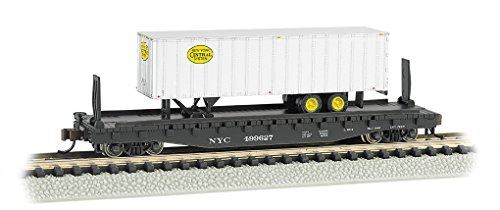 Bachmann 526 Flat Car with 35 Ribbed Piggyback Trailer - NYC with NYC TRAILER - N Scale