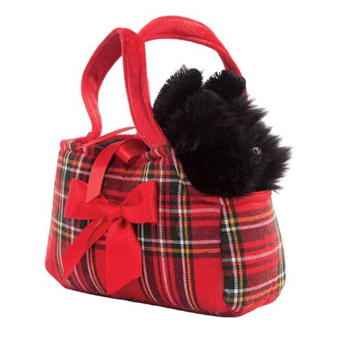 Fantaisie copain Scottie en tartan dans un sac de transport