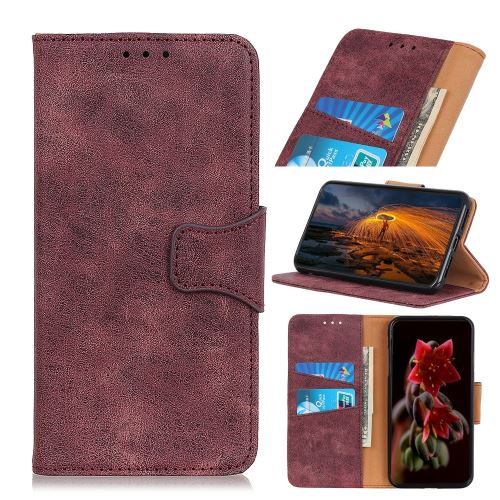 Etui en PU style vintage split avec support rouge vin pour votre Nokia 4.2