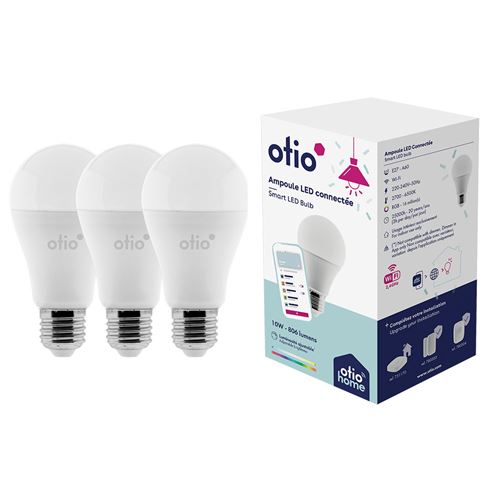 Otio - Pack de 3 ampoules connectées WIFI LED E27 RGB
