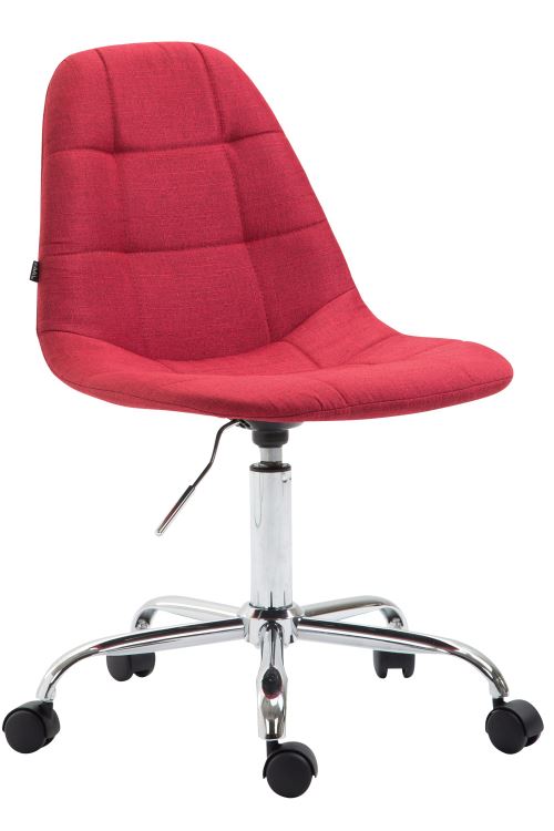 Chaise de Bureau Reims en Tissu avec Piètement en Métal aspect chromé - Couleur Rouge