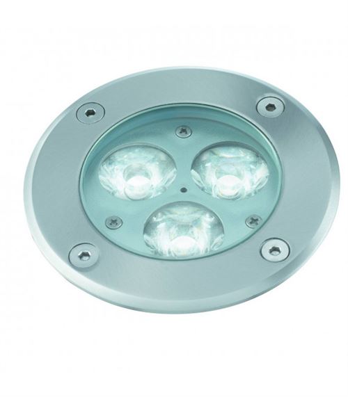 Spot encastrable led, rond, acier inoxydable et verre