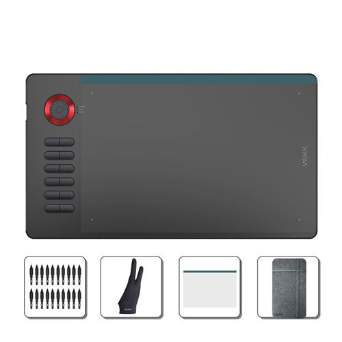3 Pièces Tablette Graphique VEIKK-A15Pro Avec Stylet ,10*6 Pouces ,Compatible PC Window et Mac OS - Rouge