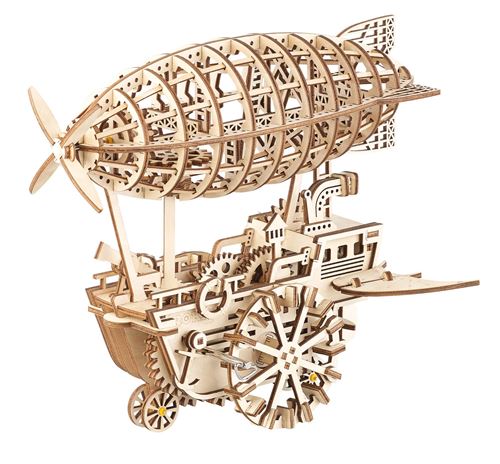 Maquette 3D mobile en bois Dirigeable Steampunk 25 x 30 cm - 349 pièces
