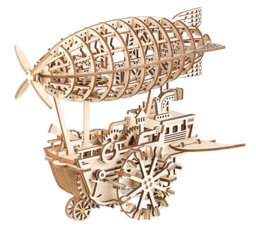 Simulus : Maquette 3D mobile en bois Dirigeable Steampunk 25 x 30 cm - 349 pièces
