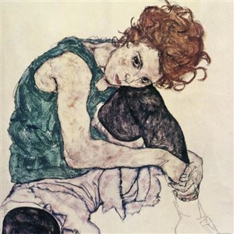 Egon Schiele Poster – „Die Frau Des Künstlers, Sitzende Frau“ – Kunstdruck 80x60 Cm, Detailreich