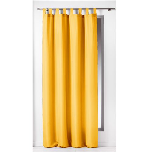Rideau a passants 140 x 260 cm polyester uni essentiel Jaune