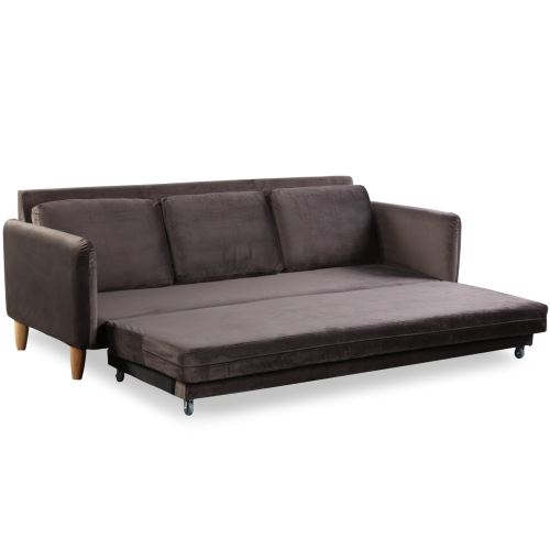 200 Sur Canape 3 Places Convertible Flixo Velours Marron Achat