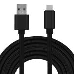 Câble USB Vers Type-C Charge Rapide 3A - 2 Mètres Noir Renforcé Nylon - Pour Smartphones