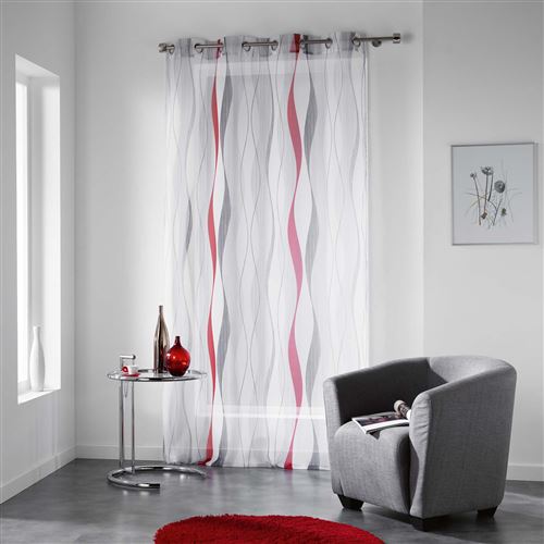 Panneau a oeillets 140 x 240 cm voile imprime transfert ondulys Rouge Douceur d'Intérieur