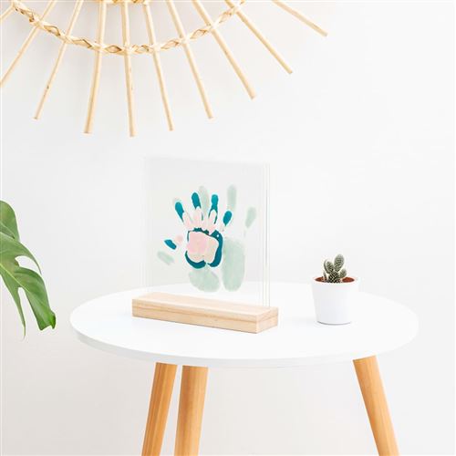 Kit d'Empreinte de Main Bébé Cadre photo transparent décoration pour bureau | Cadre Transparent Empreinte Main Familial pour Shower Anniversaire Parents Noël Adoption
