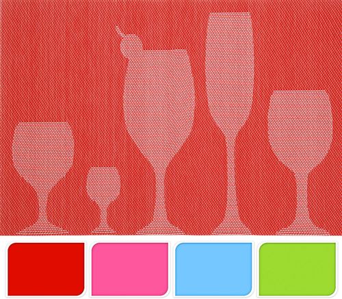 Set de table polyester 30X45cm 4 verres imprimés assortis