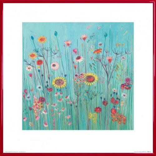 Poster Reproduction Encadré: Prés De Fleurs - Picnic Days, Shyama Ruffell (40x40 cm), Cadre Plastique, Rouge