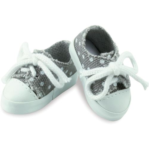 Petitcollin - Chaussures de sport toile grise à pois blancs pour poupée MINOUCHE taille 34 cm