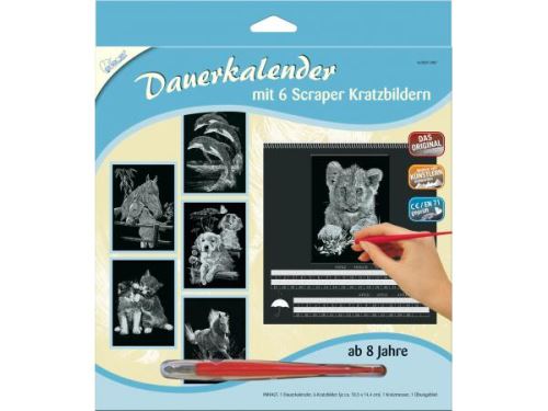 Mammut - Dauerkalender mit 6 Kratzbildern - Silber Tiere 1