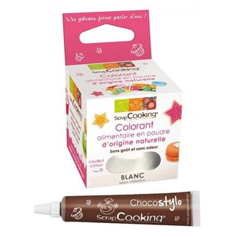 Colorant alimentaire naturel en poudre Blanc + Stylo chocolat - 1