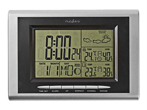 Nedis WEST202GY - Station météorologique - sans fil - noir, argent