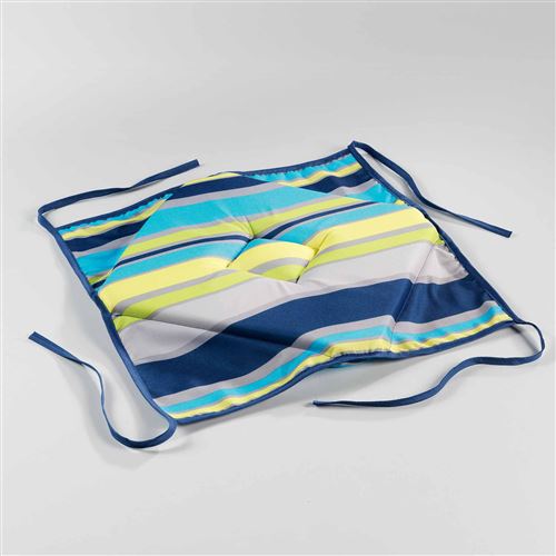 Galette 4 rabats 36 x 36 x 3.5 cm polyester imprime marina Bleu