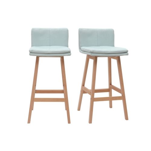 Tabourets de bar bois et menthe à l'eau 65 cm (lot de 2) JOAN