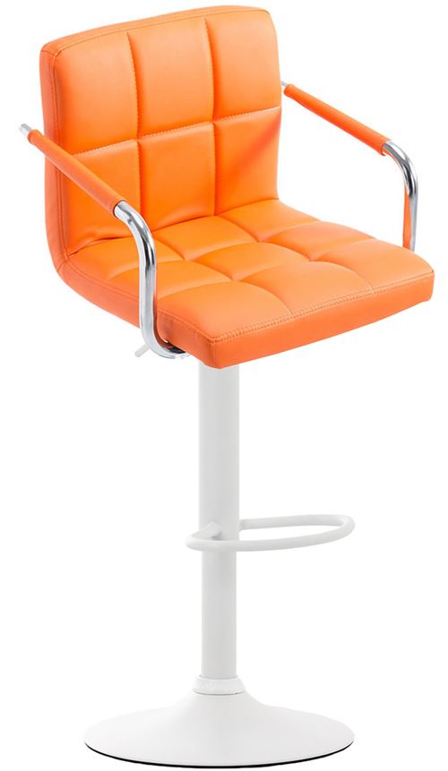 Tabouret de bar Lucy V2 en similicuir avec Piètement en Métal , Orange/Blanc