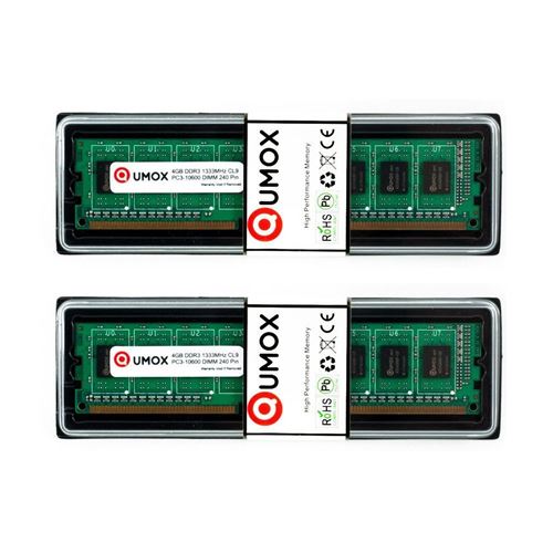 8Go(2x 4Go) DDR3 1333 PC3-10600 (240 broches) DIMM mémoriel Qumox pour ordinateur de bureau