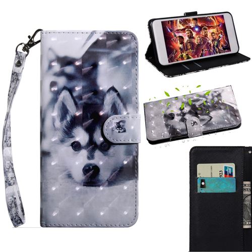 Etui en PU Décoration par points lumineux loup noir et blanc pour votre Xiaomi Redmi 6A