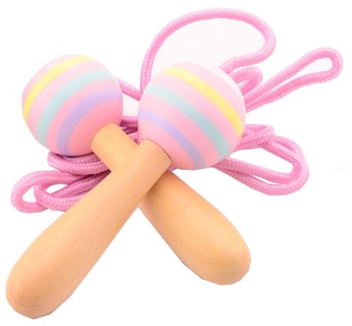 Johntoy corde à sauter avec manche en bois rose210 cm