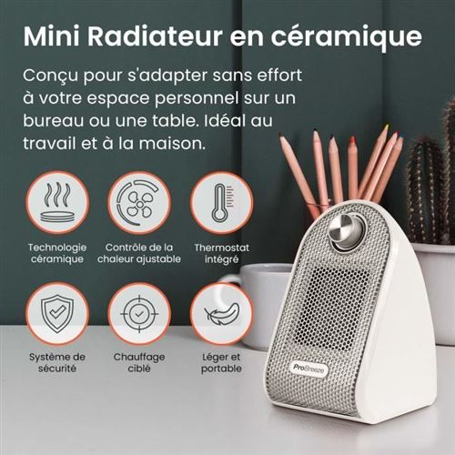 10€29 sur Chauffage soufflant Mini Portable Électrique avec lumière pour la  maison / le bureau-blanc - Chauffage soufflant - Achat & prix