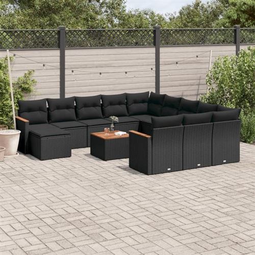vidaXL - Salon de jardin - 13 pièces - Noir - Image 2