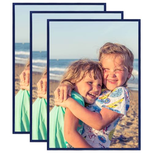 vidaXL Collage de cadres photo 3 pcs de mur table Bleu 15x21 cm MDF