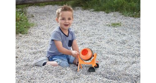 Lena 5004 béton 29 cm mixeur orange grand mélangeur ciment pour plage et bac à sable mélangeur avec fonction réaliste jouet de sable pour enfants