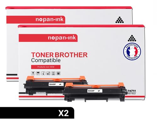 TONER TN 2420 TN2420 Noir x 2 Compatible pour Brother-NOPAN-INK Brother L-L2350DW L2310D L2357DW L2375DW L2370DN,Brother MFC-L2710DN L2710DW L2730DW L2750DW,Brother DCP-L2510D L2530DW L2537DW L2550DN