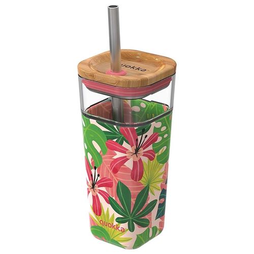 Travel mug liquid cube pink jungle 54 cl - Quokka - Décoré - Verre