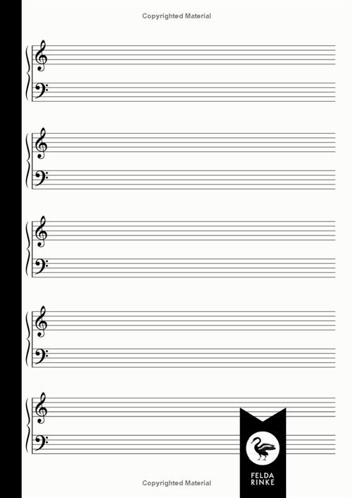 Cahier De Musique Piano Narratik A4 - 110 Pages - Double Portée (5X2 Par Page) - Papier 90 G/M²