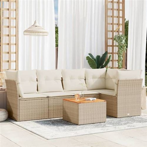 vidaXL - Salon de Jardin - Ensemble 6 Pièces - Beige - Image 2