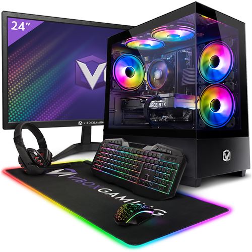 Vibox V-190 PC Gamer - 24 Écran Pack - AMD Ryzen 5 4500 Processeur 4.1GHz - Nvidia RTX 3050 6Go - 16Go RAM - 1To SSD - Windows 11 - WiFi