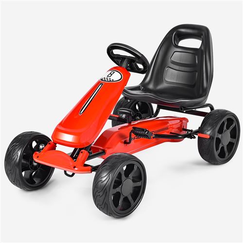 go kart à pédales giantex formule 1 racing embrayage avec frein, rouge, roues en caoutchouc EVA pour enfants pour 3-8 ans