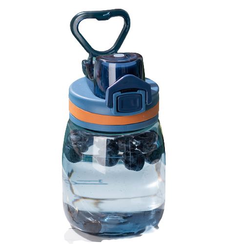 550ml Bouteille d'eau de Sport pour Enfants et Adultes Frusde Anti-fuites avec Marqueur de Temps, Sans BPA - bleu