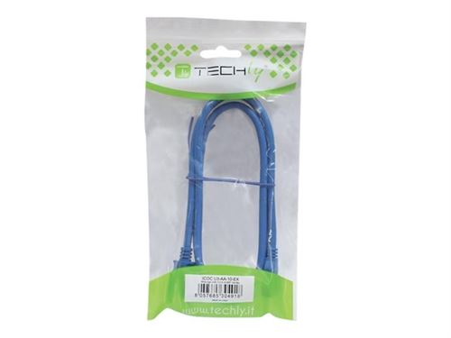 TECHly - Rallonge de câble USB - USB type A (M) pour USB type A (F) - USB 3.0 - 1 cm - moulé - bleu