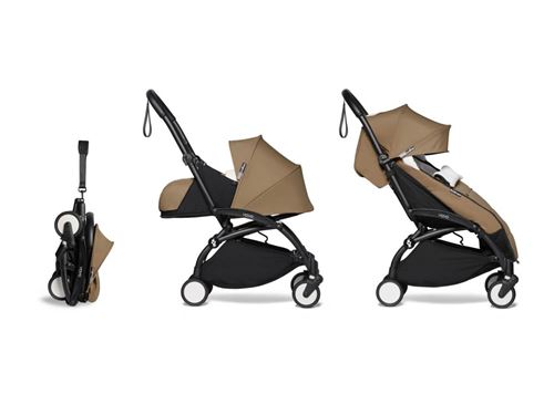Babyzen - Poussette YOYO2 cadre noir pack 0+ 6+ chancelière marron